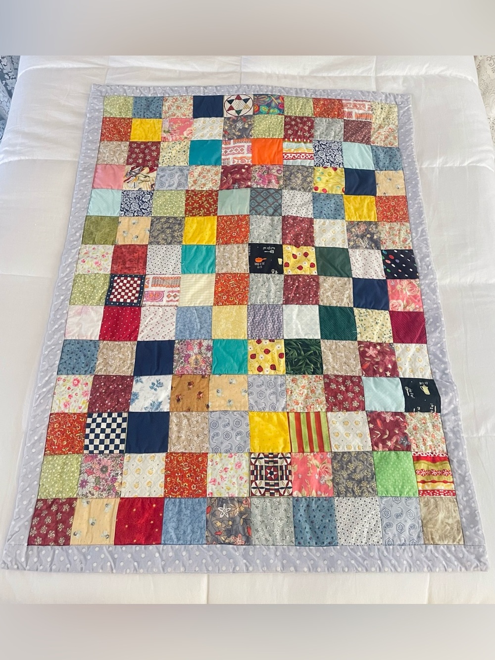 Handmade Patchwork Multicolor Cotton Quilt Blanket 36.5x49.5